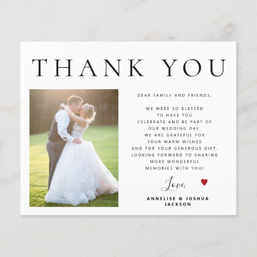 Papier Budget QR CODE moderne photo mariage merci (Devant)