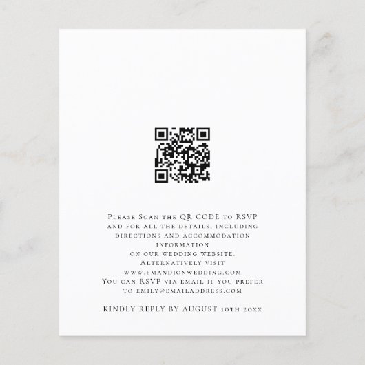 Papier Budget QR Code Moderne Script Mariage Invitation (Dos)