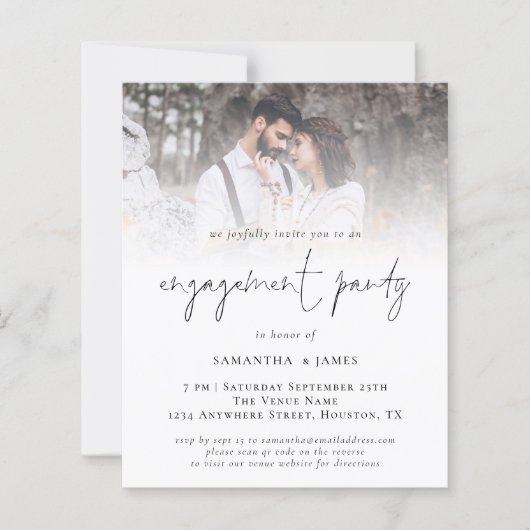 Papier Budget QR Code Photo Engagement Invitation (Devant)
