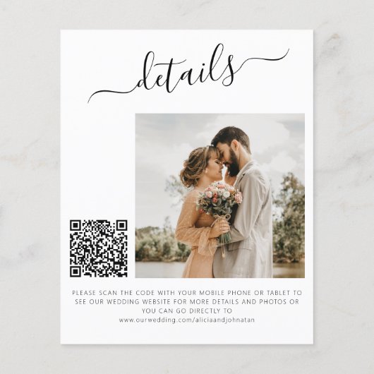 Papier Budget QR code photo mariage élégant enregistrer l (Dos)
