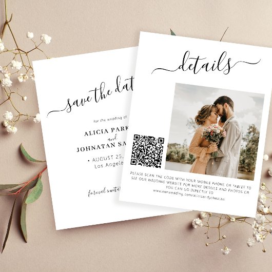 Papier Budget QR code photo mariage élégant enregistrer l
