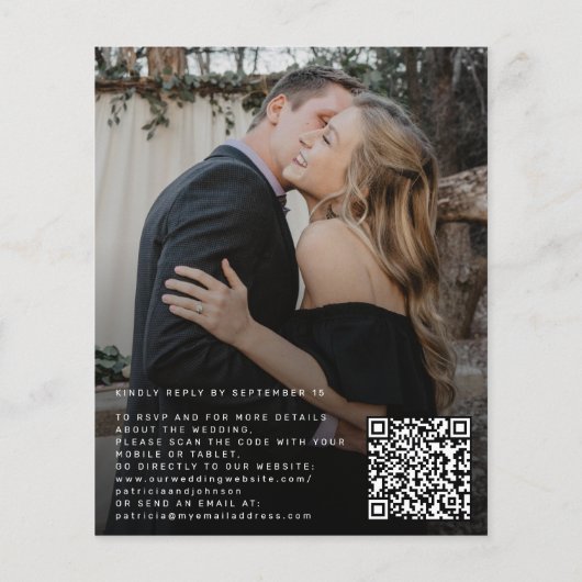 Papier Budget QR code photo mariage élégant Invitation (Dos)