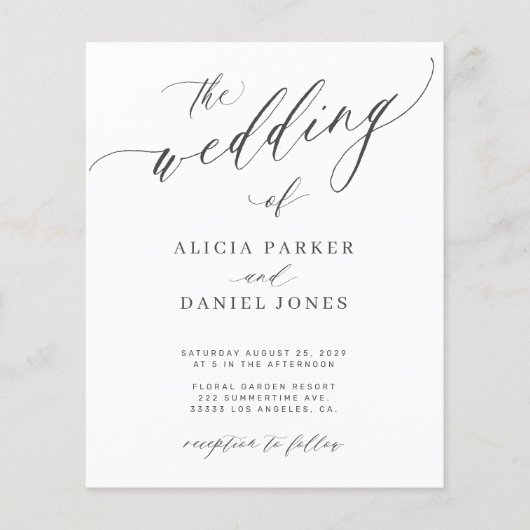 Papier Budget QR code photo mariage élégant Invitation (Devant)