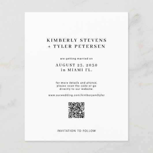 Papier Budget QR CODE photo moderne mariage enregistrer l (Dos)