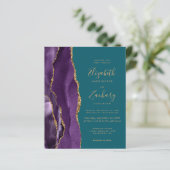 Papier Budget QR Code Purple Gold Agate Mariage Turquoise (Debout devant)