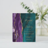 Papier Budget QR Code Purple Gold Turquoise Agate Mariage (Debout devant)