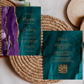 Papier Budget QR Code Purple Gold Turquoise Agate Mariage