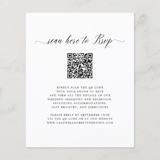 Papier Budget QR Code RSVP Calligraphie (Dos)