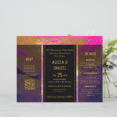 Papier Budget QR code rsvp détails faire-part de mariage (Debout devant)