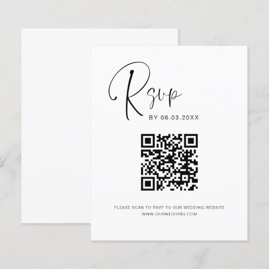 Papier Budget QR Code RSVP Mariage (Devant / Derrière)