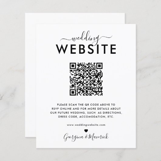 Papier Budget QR Code RSVP Mariage Détails du site web (Devant / Derrière)