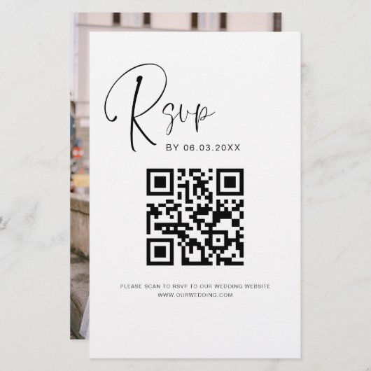Papier Budget QR Code RSVP Mariage photo (Devant / Derrière)