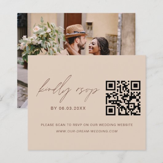 Papier Budget QR Code RSVP Mariage photo (Devant / Derrière)