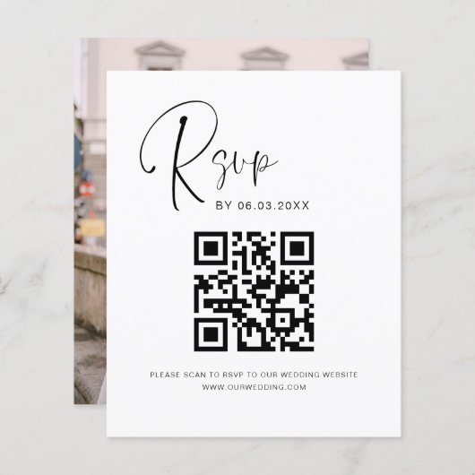 Papier Budget QR Code RSVP Mariage Photo Website (Devant / Derrière)