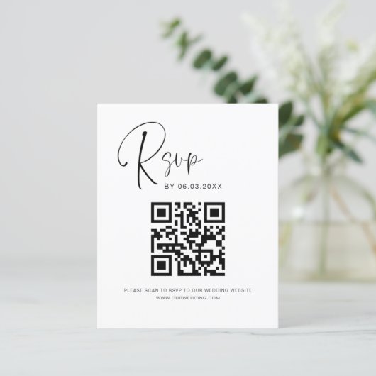 Papier Budget QR Code RSVP Mariage Photo Website (Debout devant)