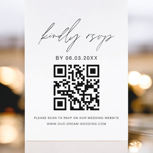 Papier Budget QR Code RSVP minimaliste Mariage site Web