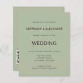 Papier Budget QR Code Sage Green Wedding Invitation (Devant / Derrière)