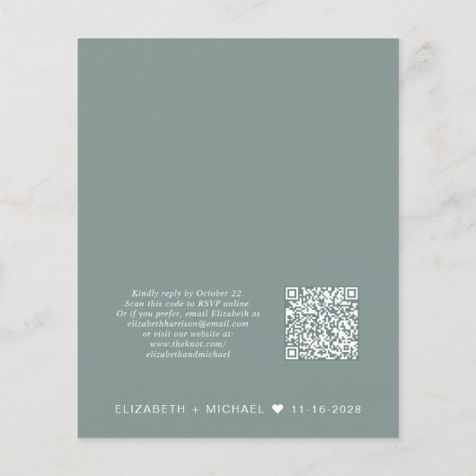 Papier Budget QR Code Sage Green Wedding Invitation de ré (Dos)