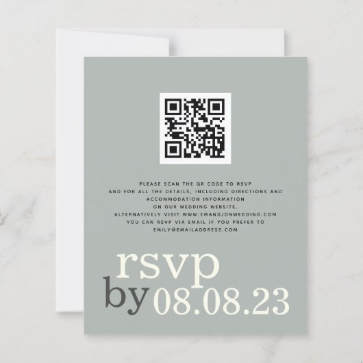 Papier BUDGET QR code Sage ivoire Texte Mariage Invitatio (Dos)