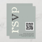 Papier BUDGET QR code Sage Ivory Mariage en ligne RSVP (Devant / Derrière)