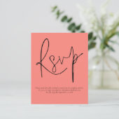 Papier Budget QR Code Script Coral Rose Mariage RSVP (Debout devant)