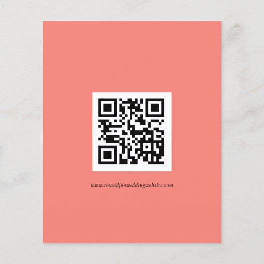 Papier Budget QR Code Script Coral Rose Mariage RSVP (Dos)