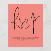 Papier Budget QR Code Script Coral Rose Mariage RSVP (Devant)