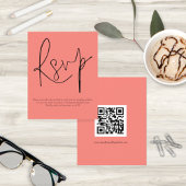 Papier Budget QR Code Script Coral Rose Mariage RSVP