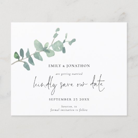 Papier Budget QR Code Script Eucalyptus Enregistrer La Da (Devant)