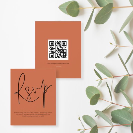 Papier Budget QR Code Script Wedding Terracotta  RSVP