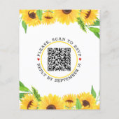 Papier BUDGET QR code tournesols faire-part de mariage (Dos)
