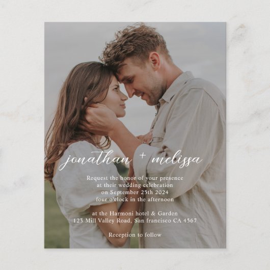 Papier BUDGET QR Code Tout en un élégant Mariage élégant (Devant)