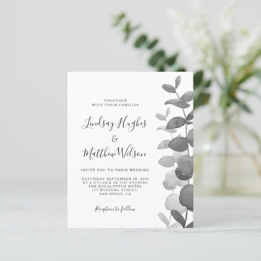 Papier Budget QR Code Tout en un Faire-part de mariage (Debout devant)