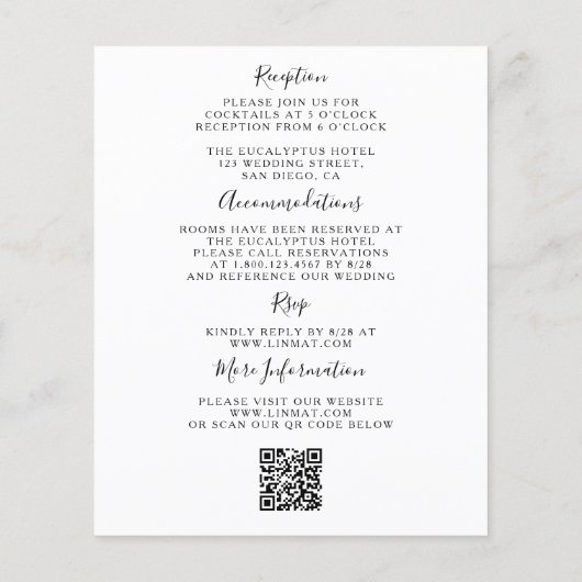 Papier Budget QR Code Tout en un Faire-part de mariage (Dos)