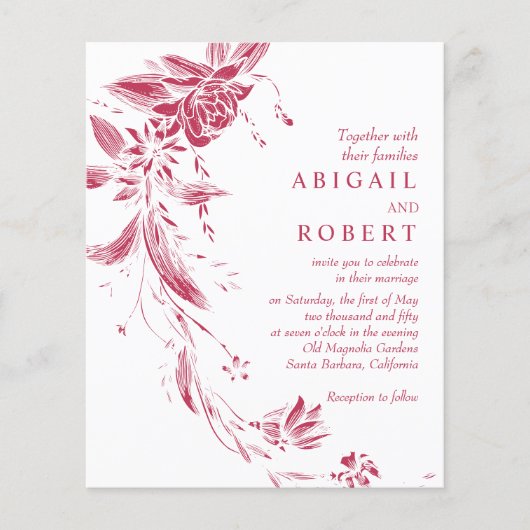 Papier BUDGET QR code Viva magenta faire-part de mariage (Devant)