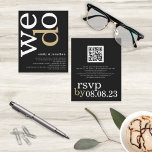 Papier BUDGET QR Code White Gold Black Wedding Invite<br><div class="desc">A value for money BUDGET alternative on a small size 4.5 x 5.6" semi-gloss 110 lbs weight, which is of similar thickness to a postcard (however is not suitable to use as a postcard.). NOTE DE PLEASE there is ONE invite sheet. BUDGET QR Code White Gold Black Wedding Invite. Add...</div>