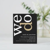 Papier BUDGET QR Code White Gold Black Wedding Invite (Debout devant)
