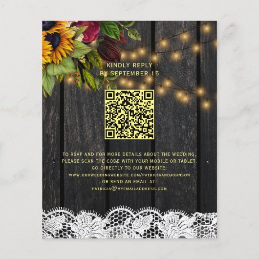 Papier Budget QR faire-part de mariage de bois fleuri rus (Dos)