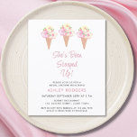 Papier Budget qu'elle a été récupérée Invitation Fête des<br><div class="desc">Cette jolie invitation à la nuptiale à thème crème glacée budget est décorée de trois cônes de crème glacée aquarelle et de fleurs. Le texte dit : "Elle a été emportée !" dans une typographie rose stylisée. Vous pouvez customiser cette carte en ajoutant vos informations de douche. Aquarelle originale ©...</div>