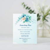 Papier Budget Quelque Chose Blue Bridal Shower Invitation (Debout devant)