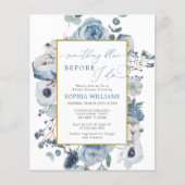 Papier Budget Quelque Chose Blue Bridal Shower Invitation (Devant)