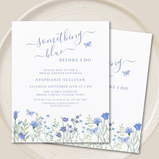 Papier Budget Quelque Chose Blue Bridal Shower Invitation