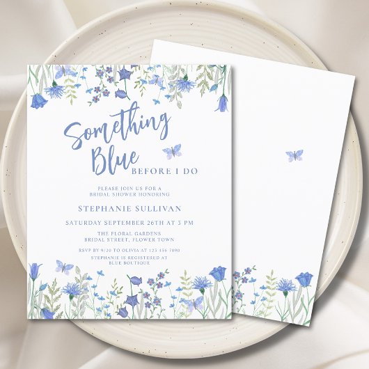 Papier Budget Quelque Chose Blue Bridal Shower Invitation