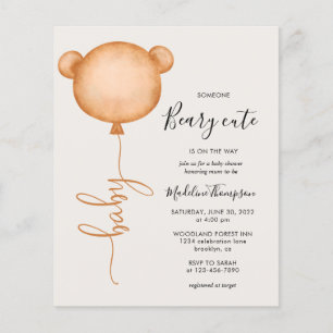 Papier Budget Quelqu'Un Beary Baby shower mignon Invitati