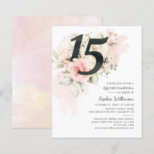 Papier Budget Quinceanera 15e anniversaire Invitation flo