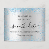 Papier Budget Quinceanera argent bleu enregistrer la date (Devant)