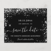 Papier Budget Quinceanera argent noir enregistrer la date (Devant)