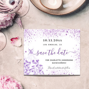 Papier Budget Quinceanera blanc violet enregistrer la dat