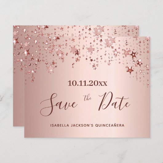 Papier Budget Quinceanera blush or rose Enregistrer la da (Devant / Derrière)