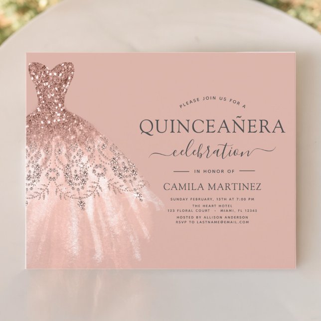Papier Budget Quinceanera Blush Pink Parties scintillant  (Créateur téléchargé)